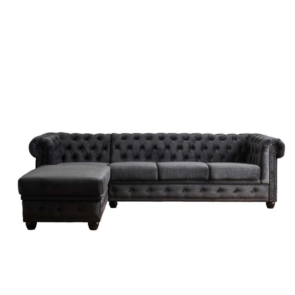 LISA DESIGN William - canapé chesterfield d'angle gauche - 4 places - en velours