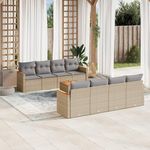 VIDAXL Salon de jardin avec coussins 9 pcs beige resine tressee