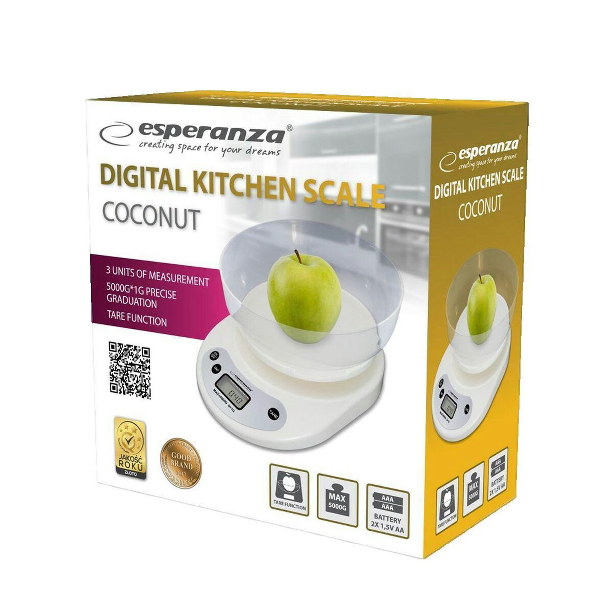 Voir la diapositive 2 : ESPRIT DE CUISINE Balance de cuisine Esperanza avec bol en coco EKS007
