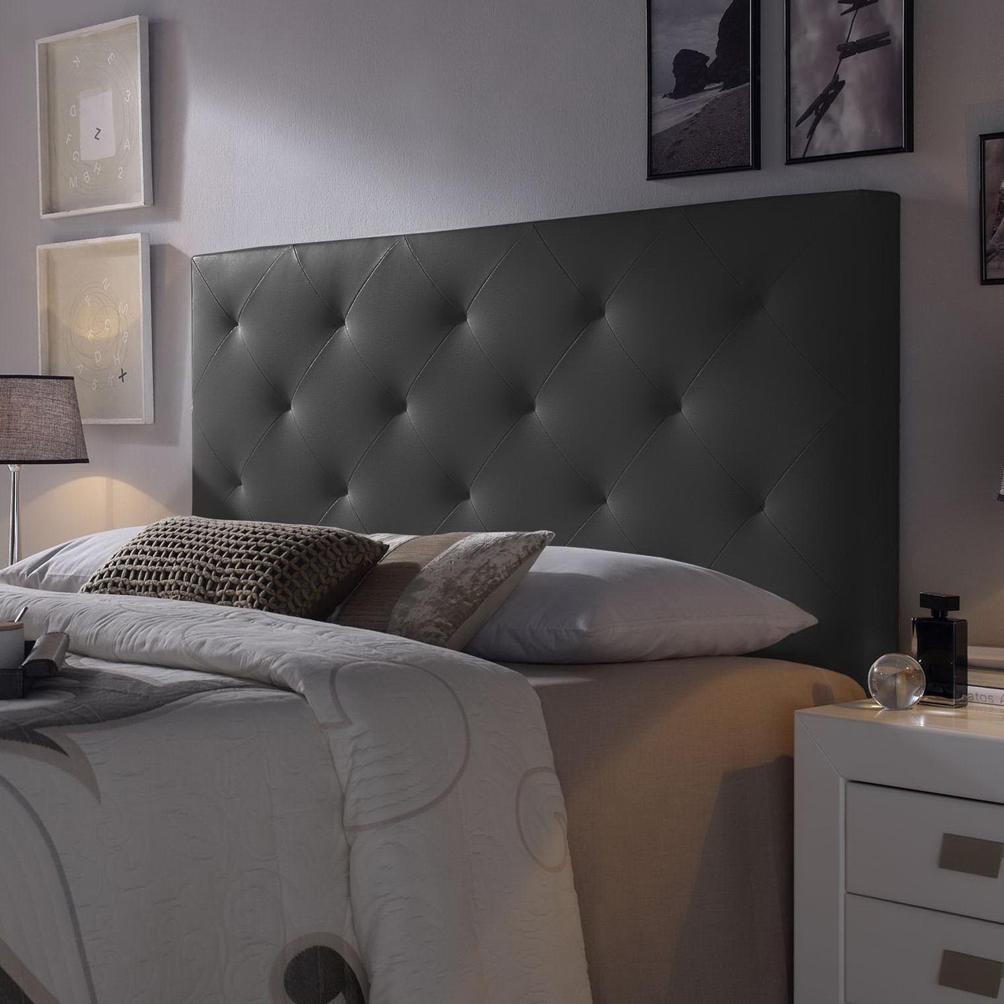 Voir la diapositive 2 : MARCKONFORT Tête de lit Rombo 140x60 cm Noir, rembourrée de Mousse