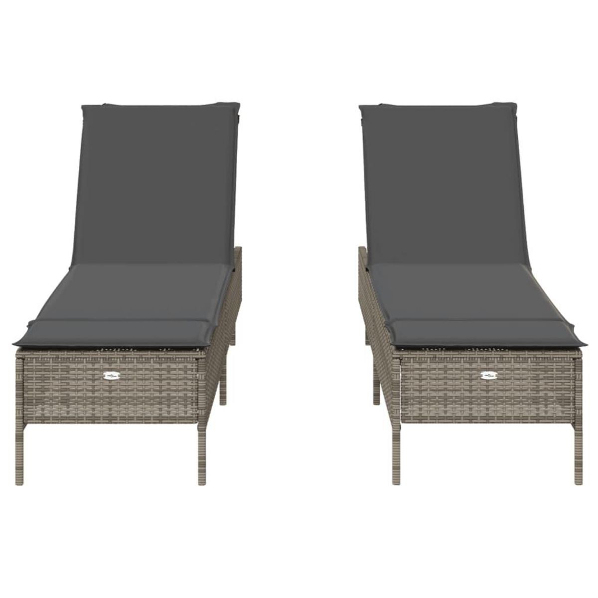VIDAXL Chaises longues avec coussins lot de 2 gris resine tressee