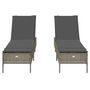 Voir la diapositive 5 : VIDAXL Chaises longues avec coussins lot de 2 gris resine tressee