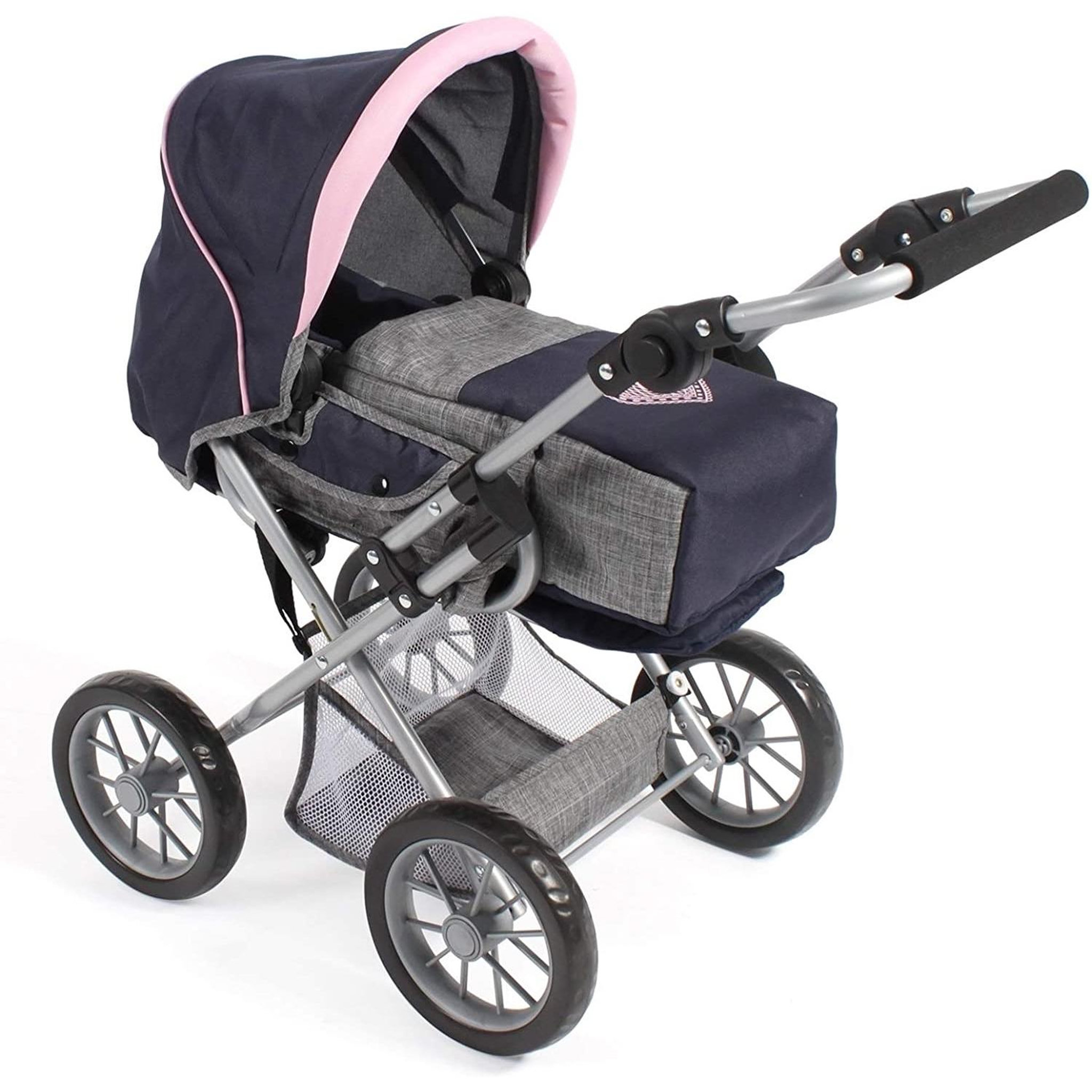 BAYER CHIC 2000 Poussette combinée pour poupée LENI, bleu marine - gris
