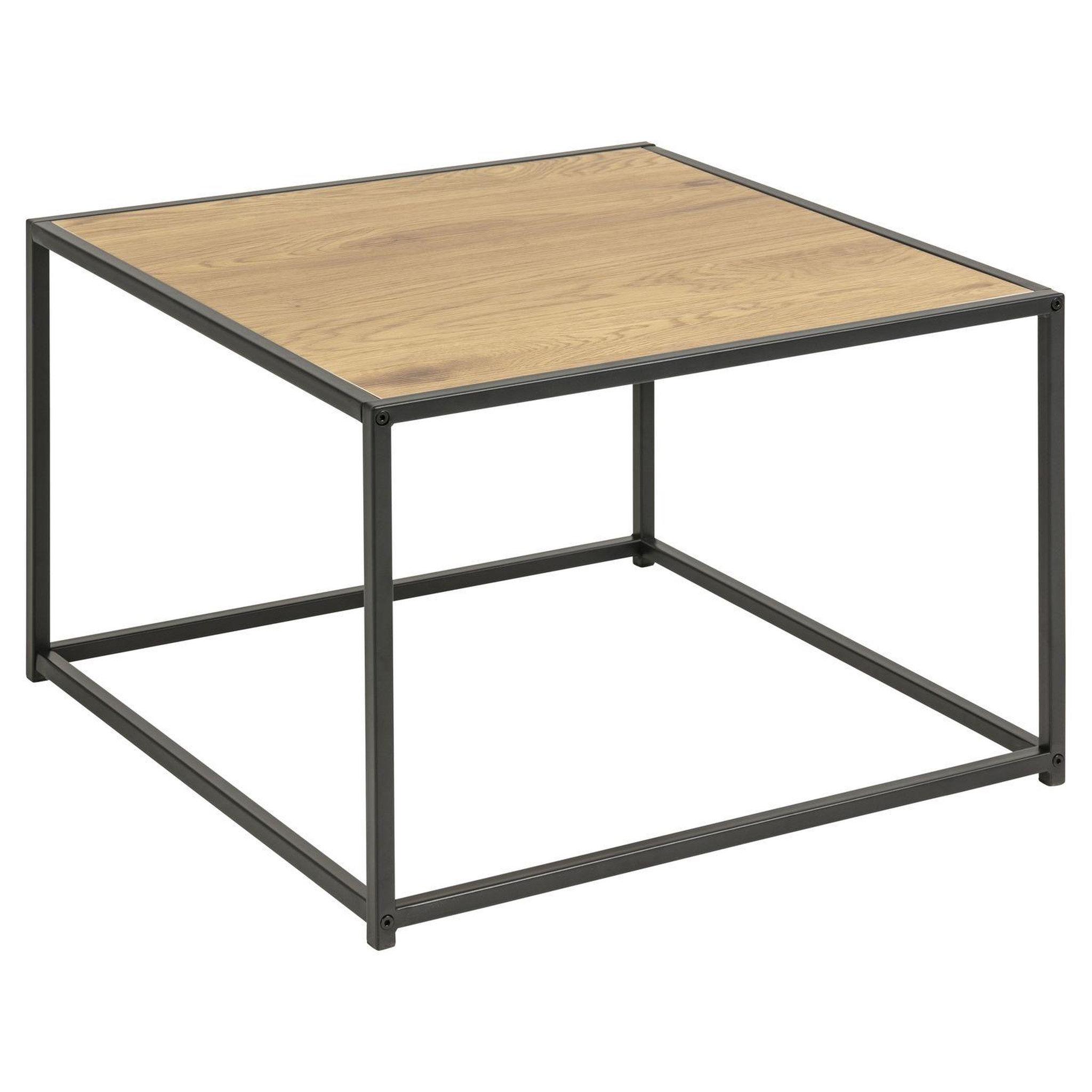 TOILINUX Table basse carré en mdf et métal - beige et noir