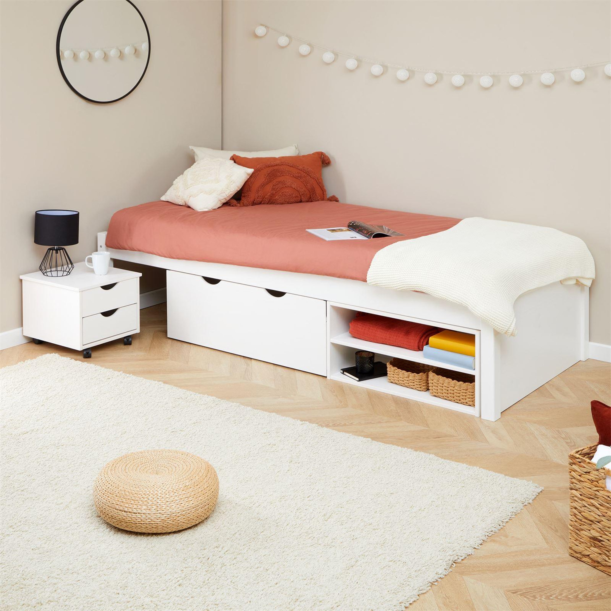 Voir la diapositive 2 : IDIMEX Lit fonctionnel sabrina 90x190 cm, en pin massif