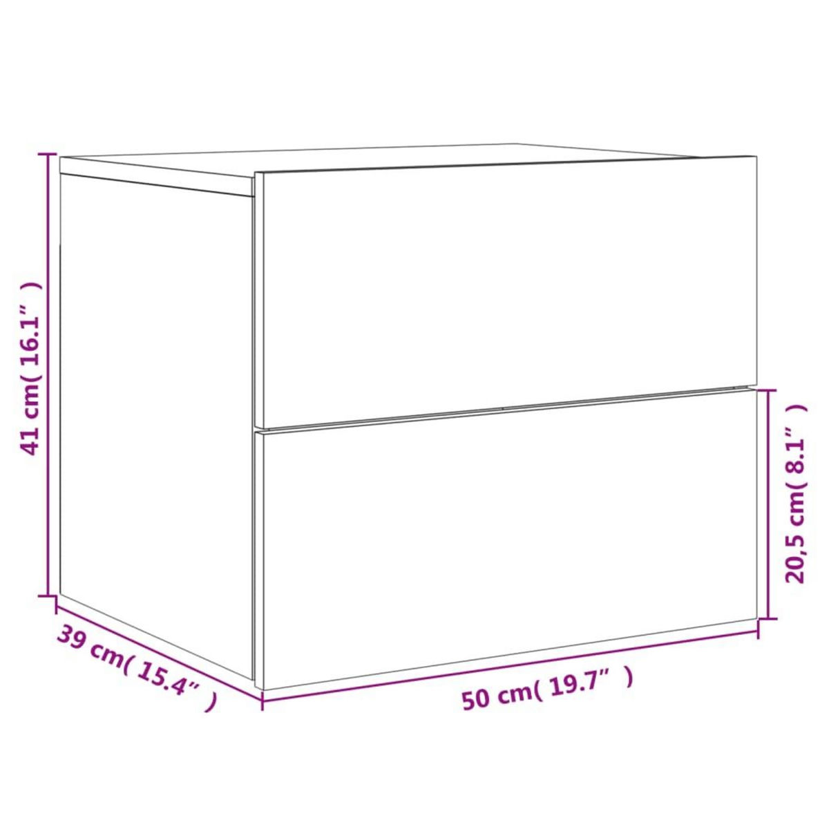VIDAXL Tables de chevet murales avec lumieres LED 2 pcs gris beton