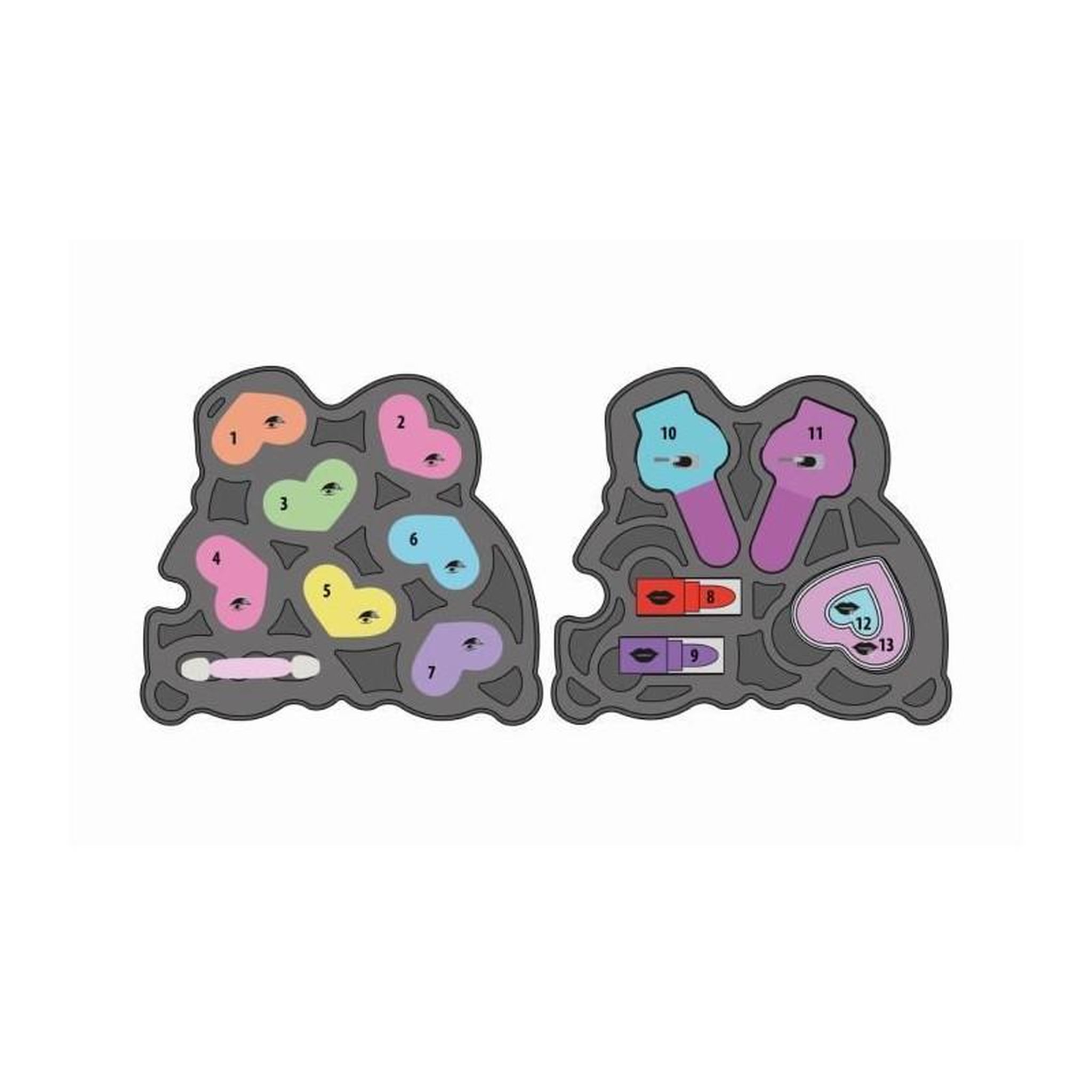 Voir la diapositive 4 : CLEMENTONI Clementoni - Coffret Maquillage Arc-en-ciel - 2 palettes fards a paupieres, rouge a levres et vernis a ongles - Dés 6 ans