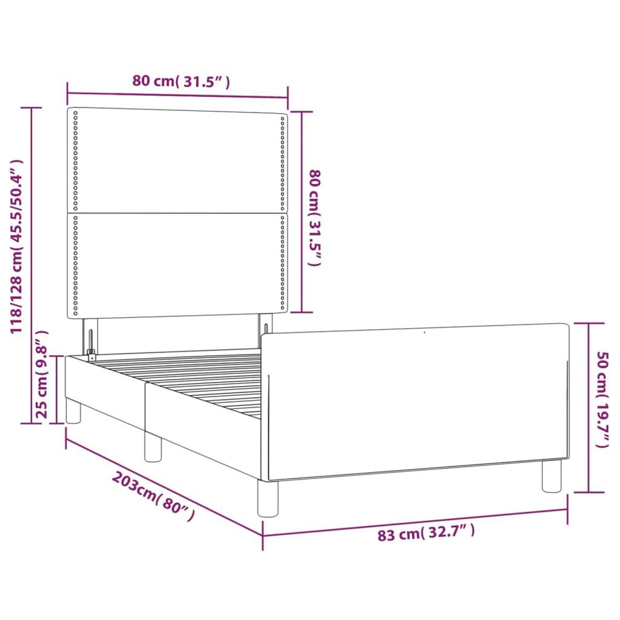 Voir la diapositive 6 : VIDAXL Cadre de lit sans matelas gris clair 80x200 cm tissu