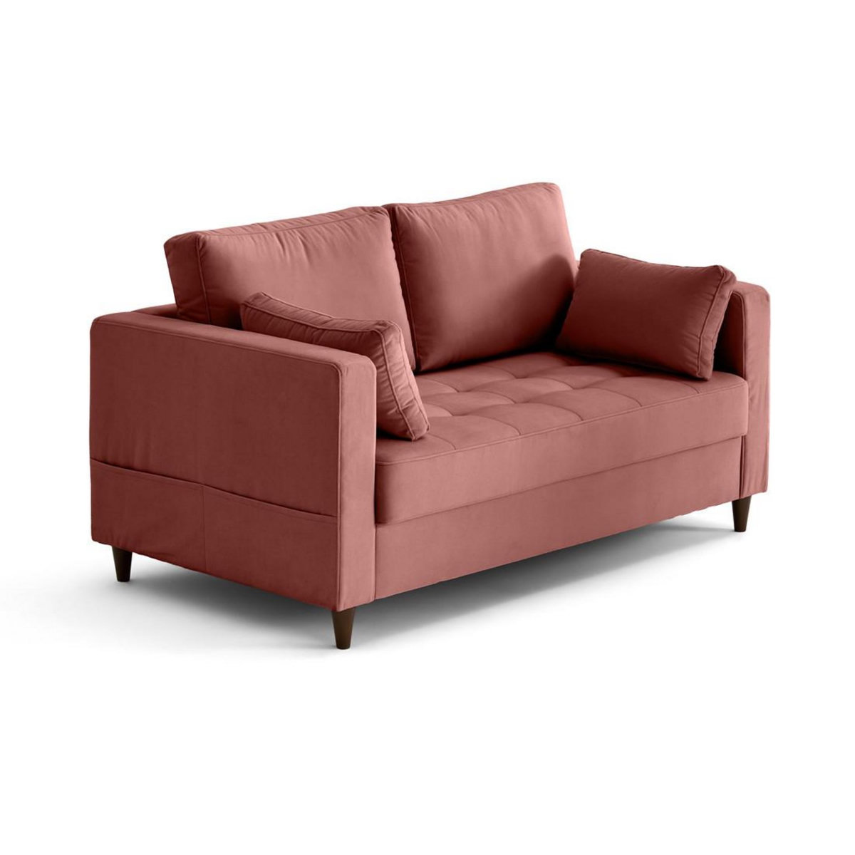 LISA DESIGN Anna - canapé droit 2 places avec poche en velours - pieds en bois