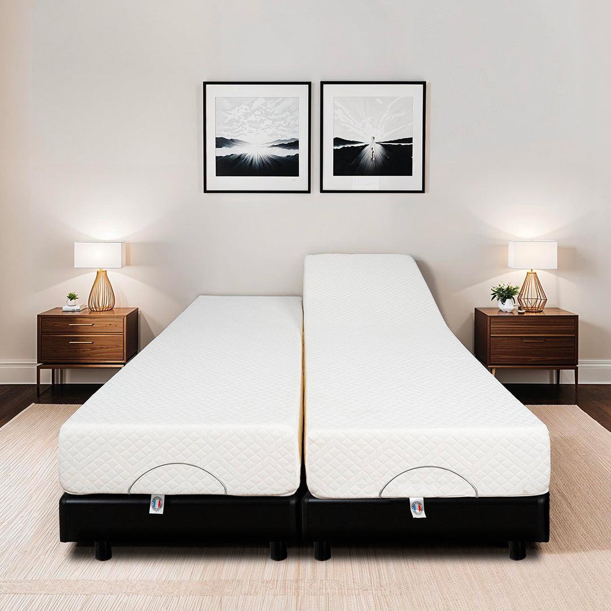 Voir la diapositive 2 : BELLECOUR Bellecour literie | ensemble duo bodysoft | sommiers électriques + matelas mémoire de forme
