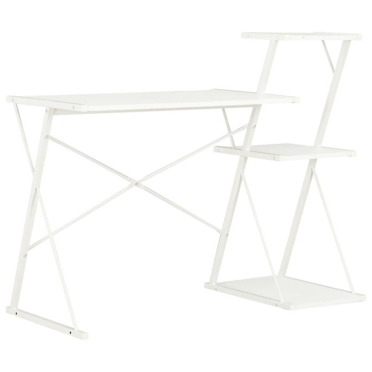 VIDAXL Bureau avec etagere Blanc 116x50x93 cm
