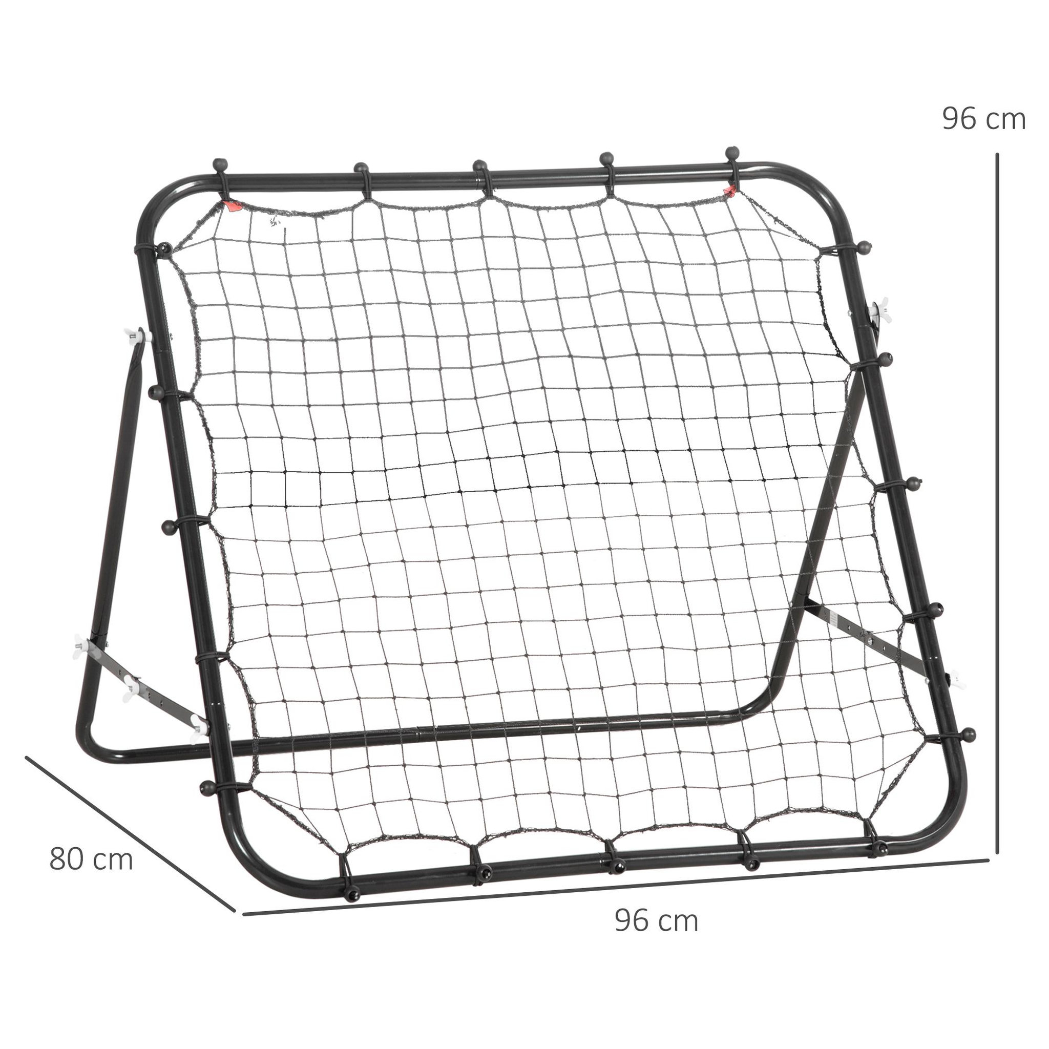 Voir la diapositive 3 : HOMCOM Filet de rebond pliable inclinaison réglable - piquets d'ancrage inclus - filet pe noir métal époxy noir