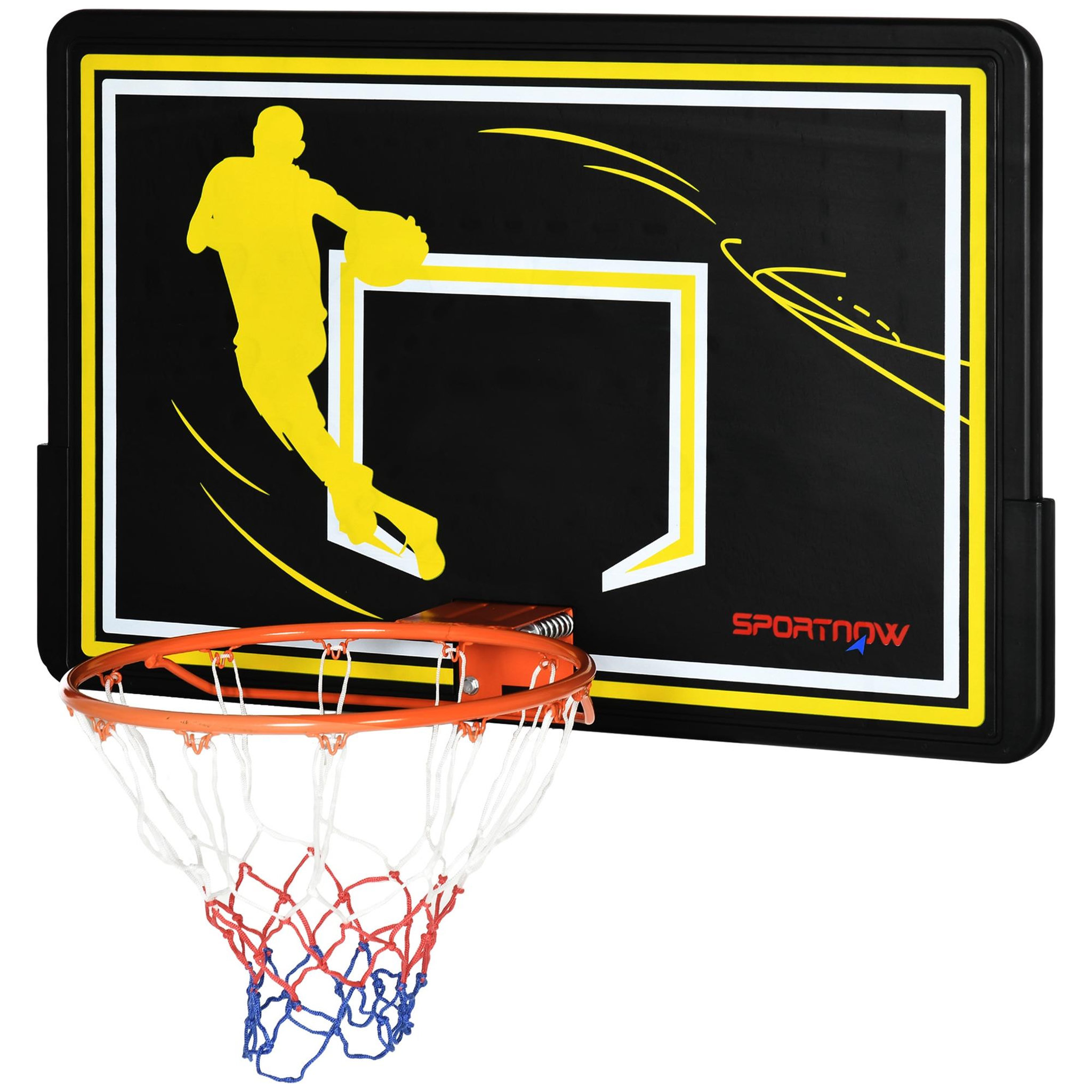 HOMCOM Panier de basket mural - structure acier - accessoires montage inclus - noir