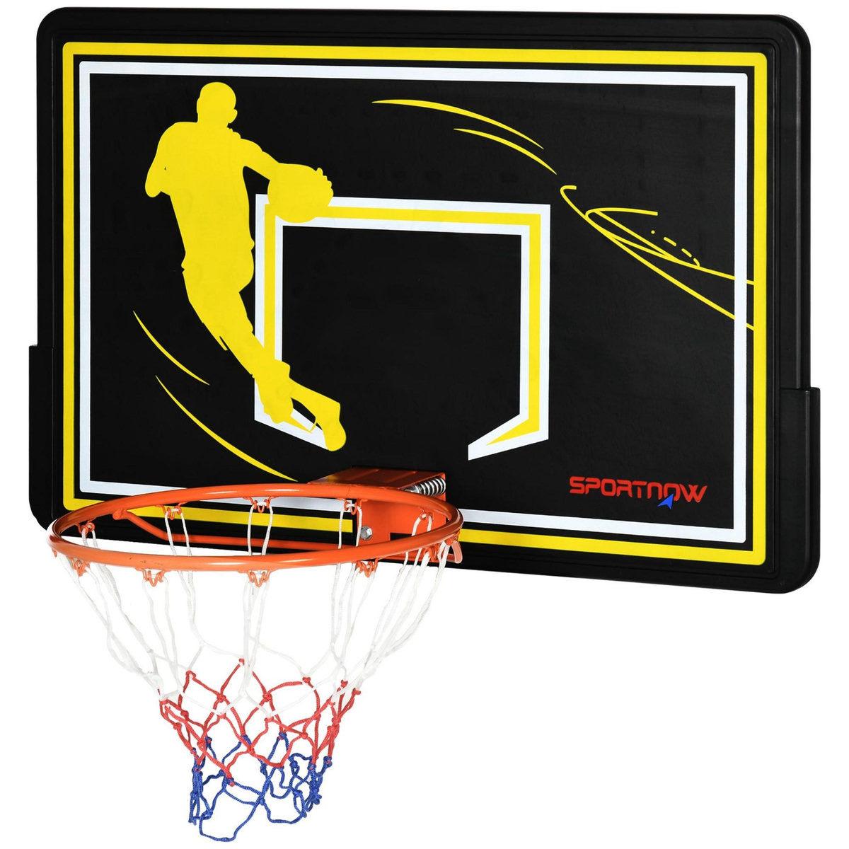 HOMCOM Panier de basket mural - structure acier - accessoires montage inclus - noir