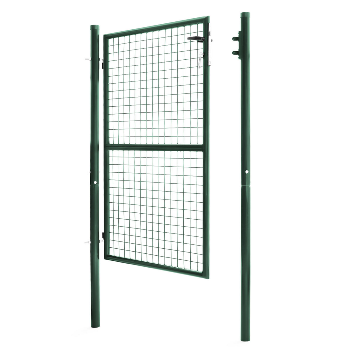 ID MARKET Portillon de jardin 105 x 150 cm en acier vert avec serrure et poignée