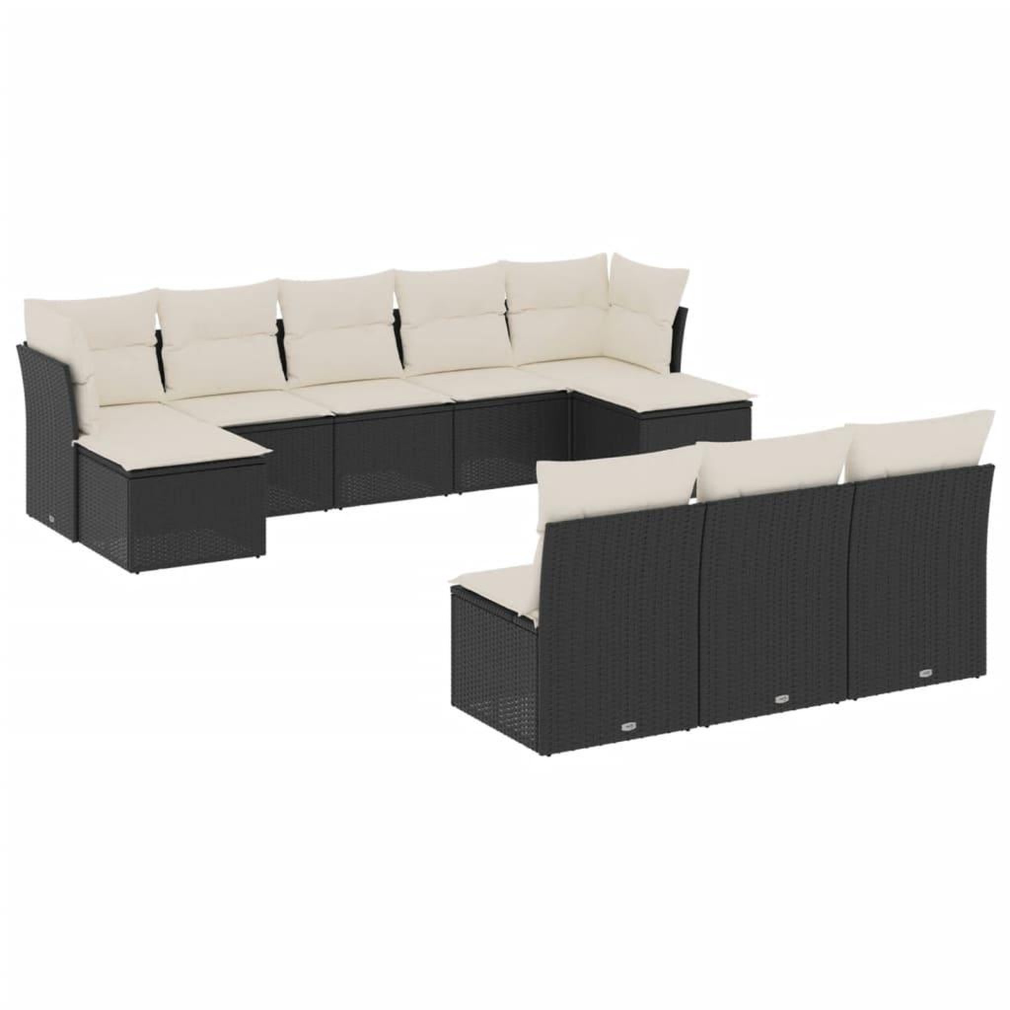 Voir la diapositive 2 : VIDAXL Salon de jardin 10 pcs avec coussins noir resine tressee