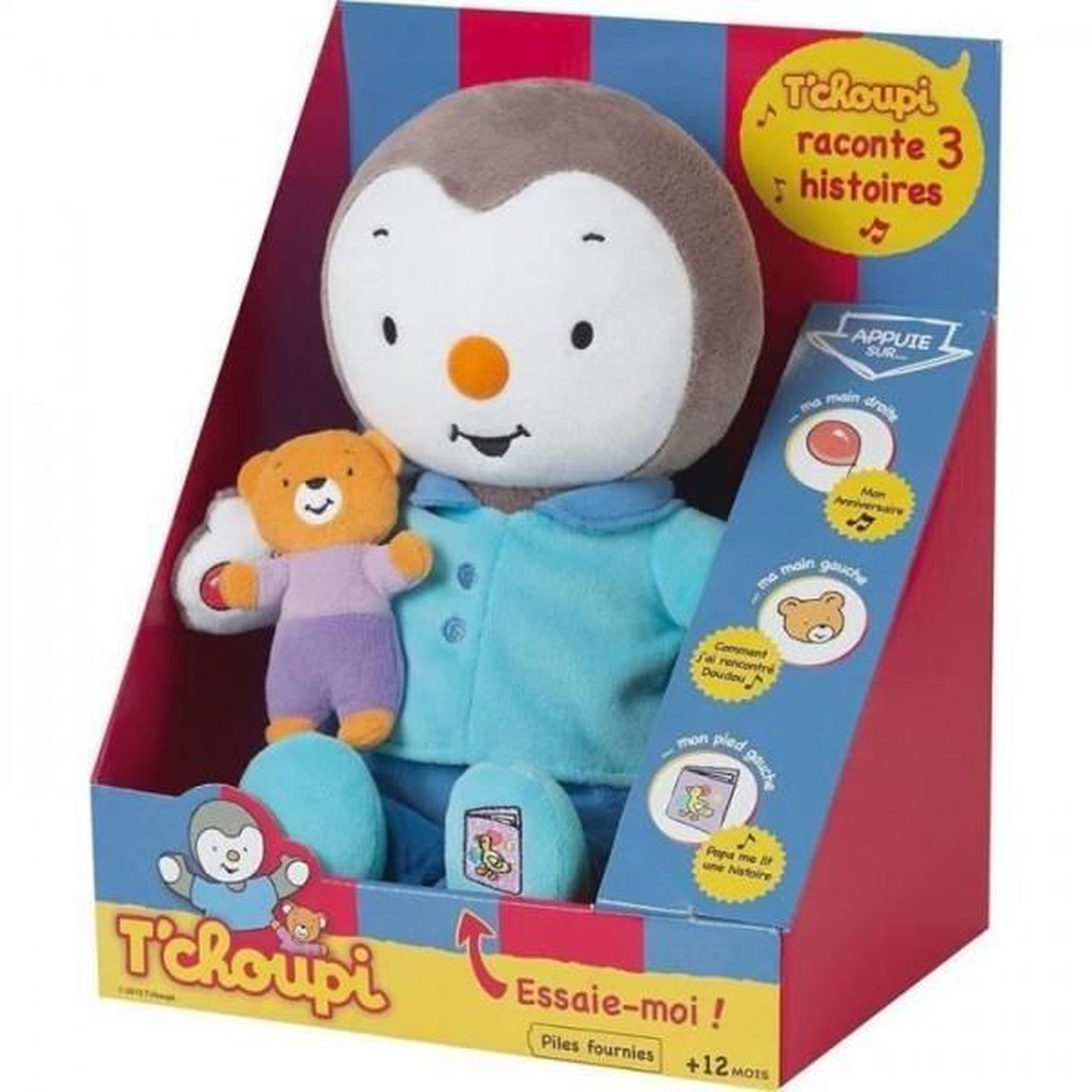 JEMINI Peluche T'CHOUPI Raconte moi une histoire - JEMINI - ± 30 cm - Bleu - Enfant - Mixte