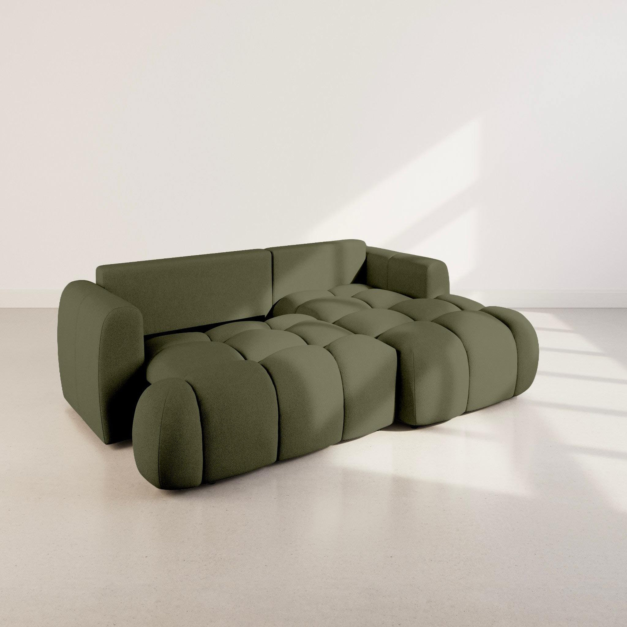Voir la diapositive 5 : BEST MOBILIER Yulin - canapé d'angle droit 4 places convertible avec coffre en tissu bouclette