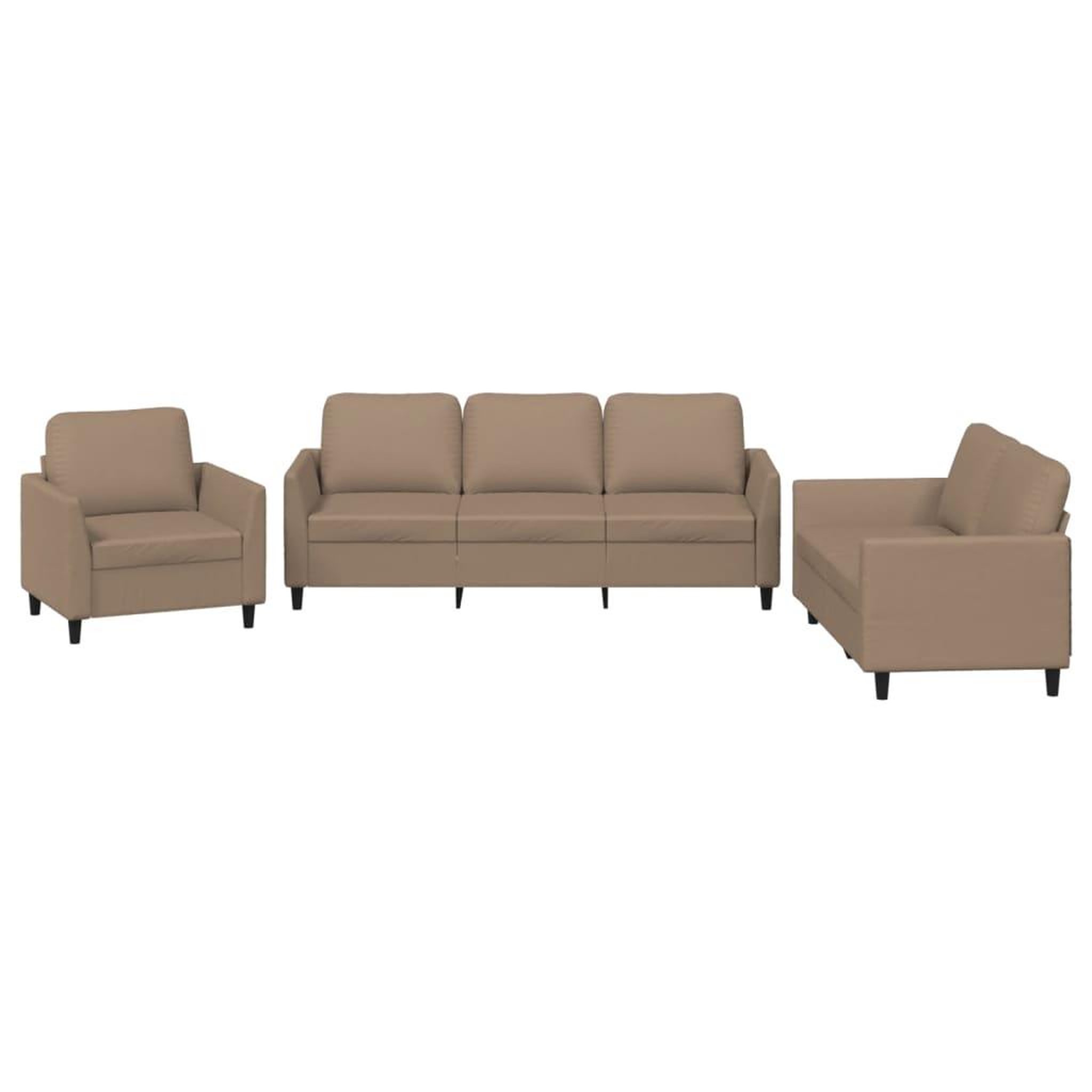 Voir la diapositive 2 : VIDAXL Ensemble de canapes 3 pcs avec coussins Cappuccino Similicuir