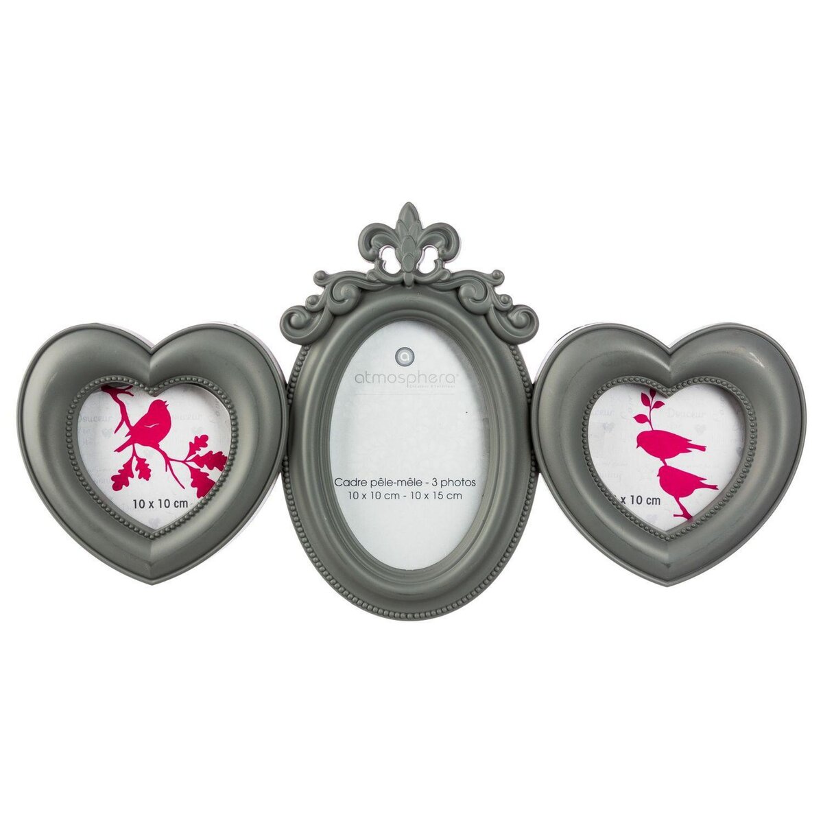 ATMOSPHERA Pêle-mêle 3 Photos Romance - 43 x 23 cm - Gris