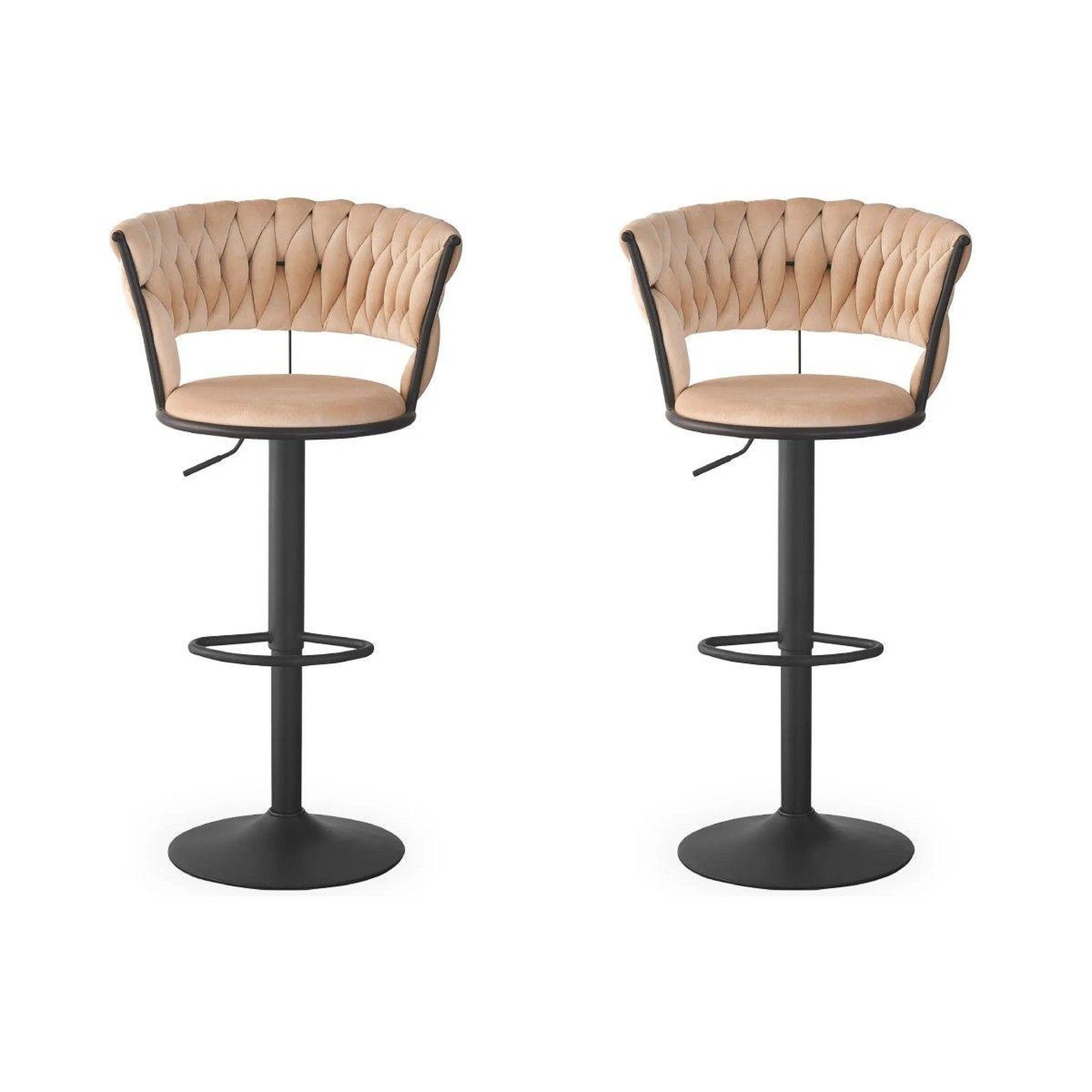 Paris Prix Lot de 2 chaises de bar en velours  odyssée  87-109cm beige
