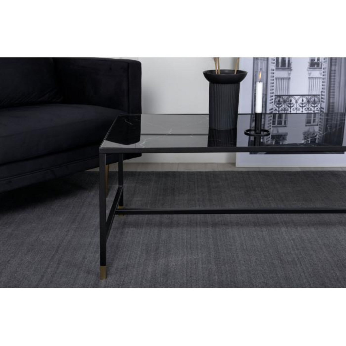 Paris Prix Table Basse Design en Verre  Dipp  130cm Noir