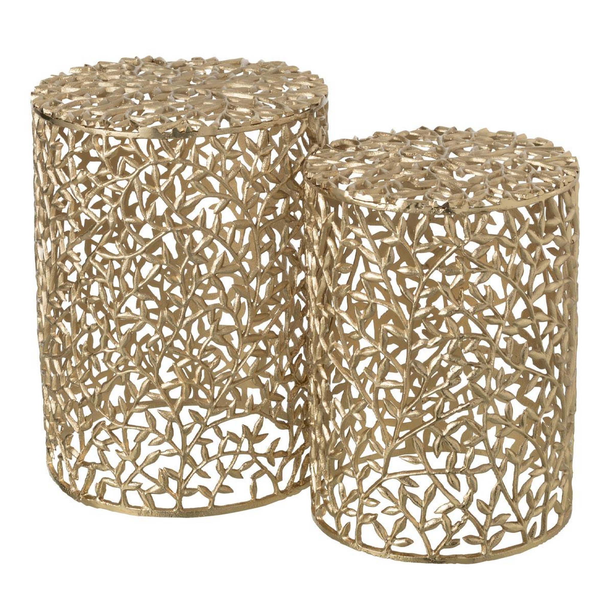 J-LINE Lot de 2 Tables d'Appoint en Métal  Cecelia  50cm Doré