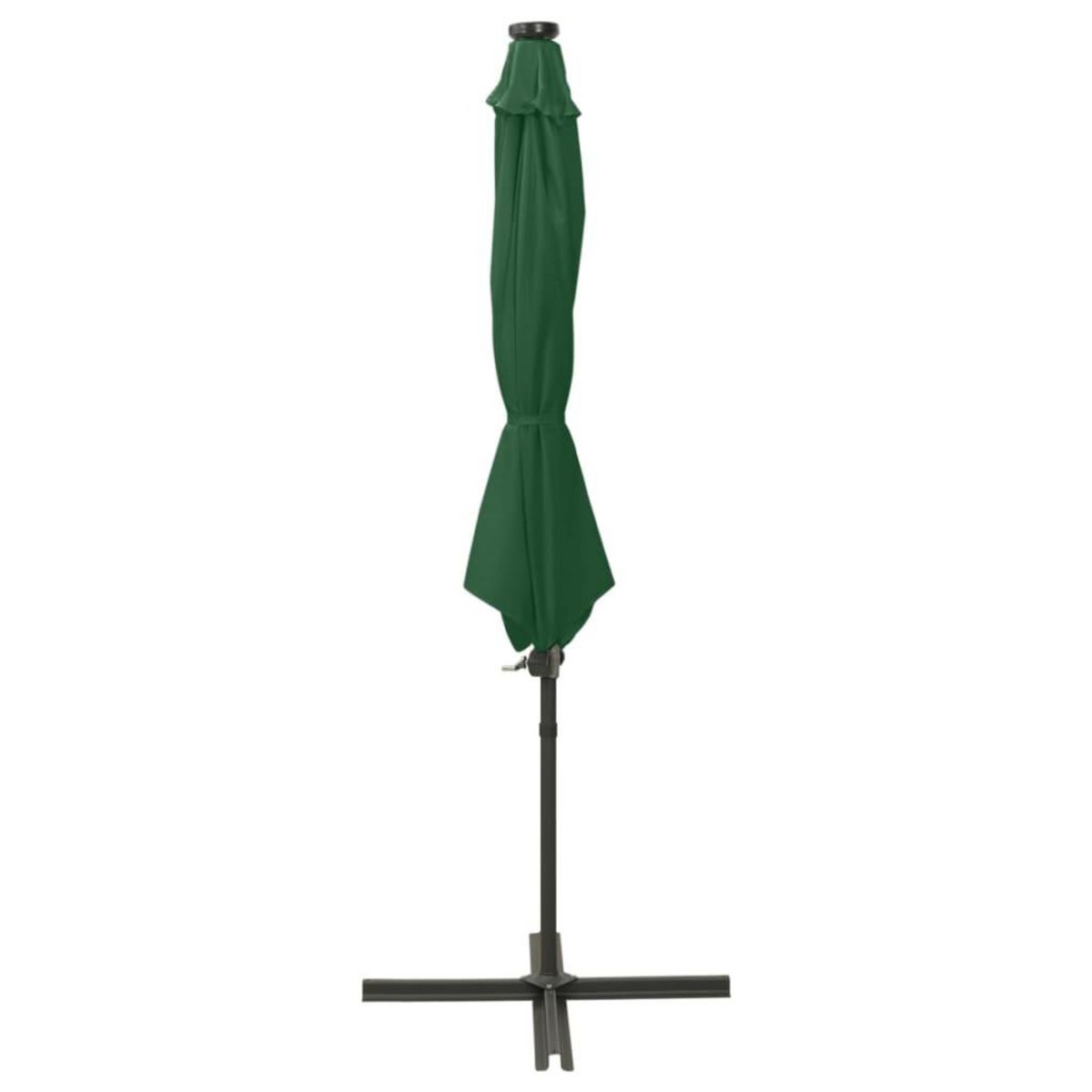 VIDAXL Parasol de jardin en porte-a-faux et mat et lumieres LED vert