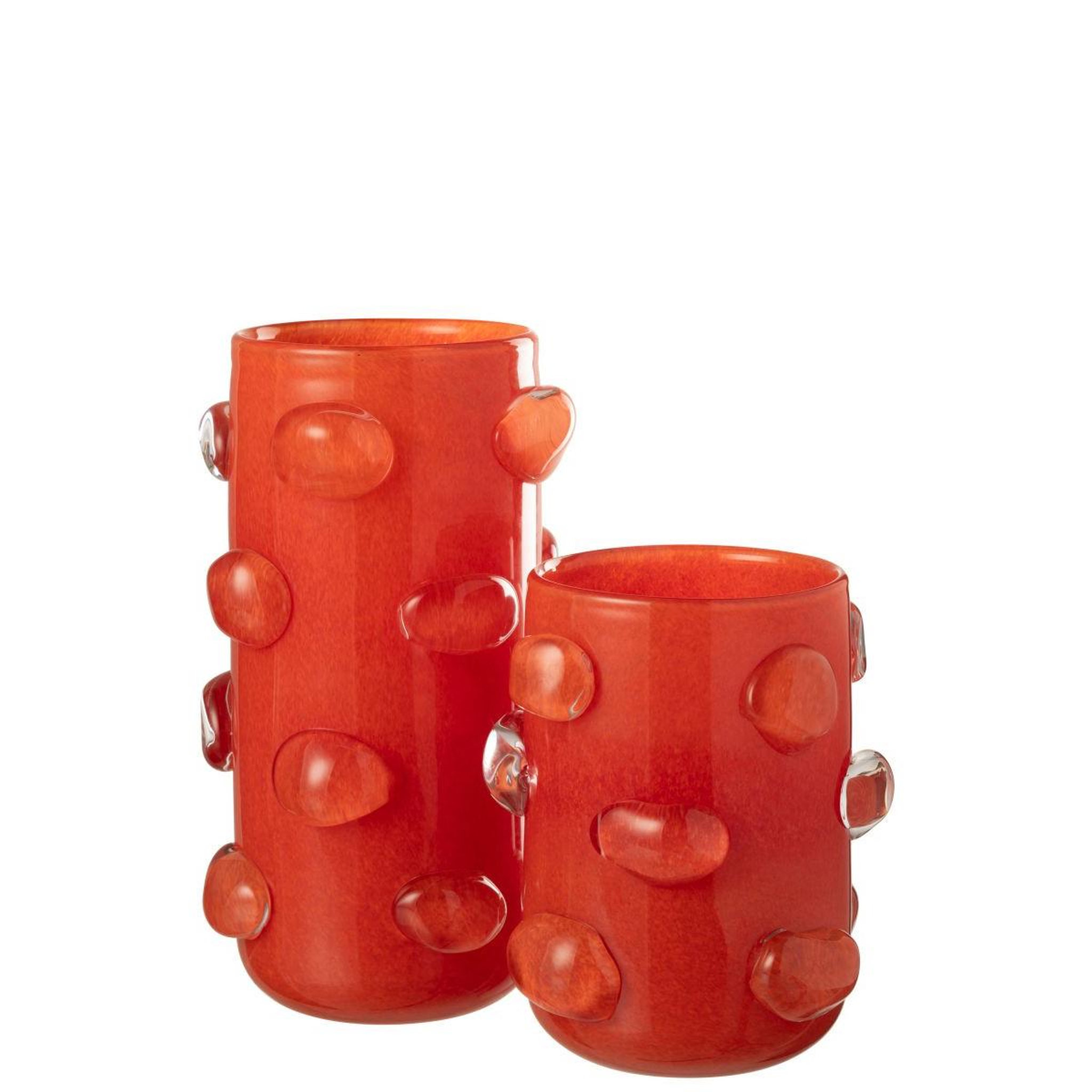 Voir la diapositive 2 : J-LINE Vase déco en verre  aruna  32cm rouge