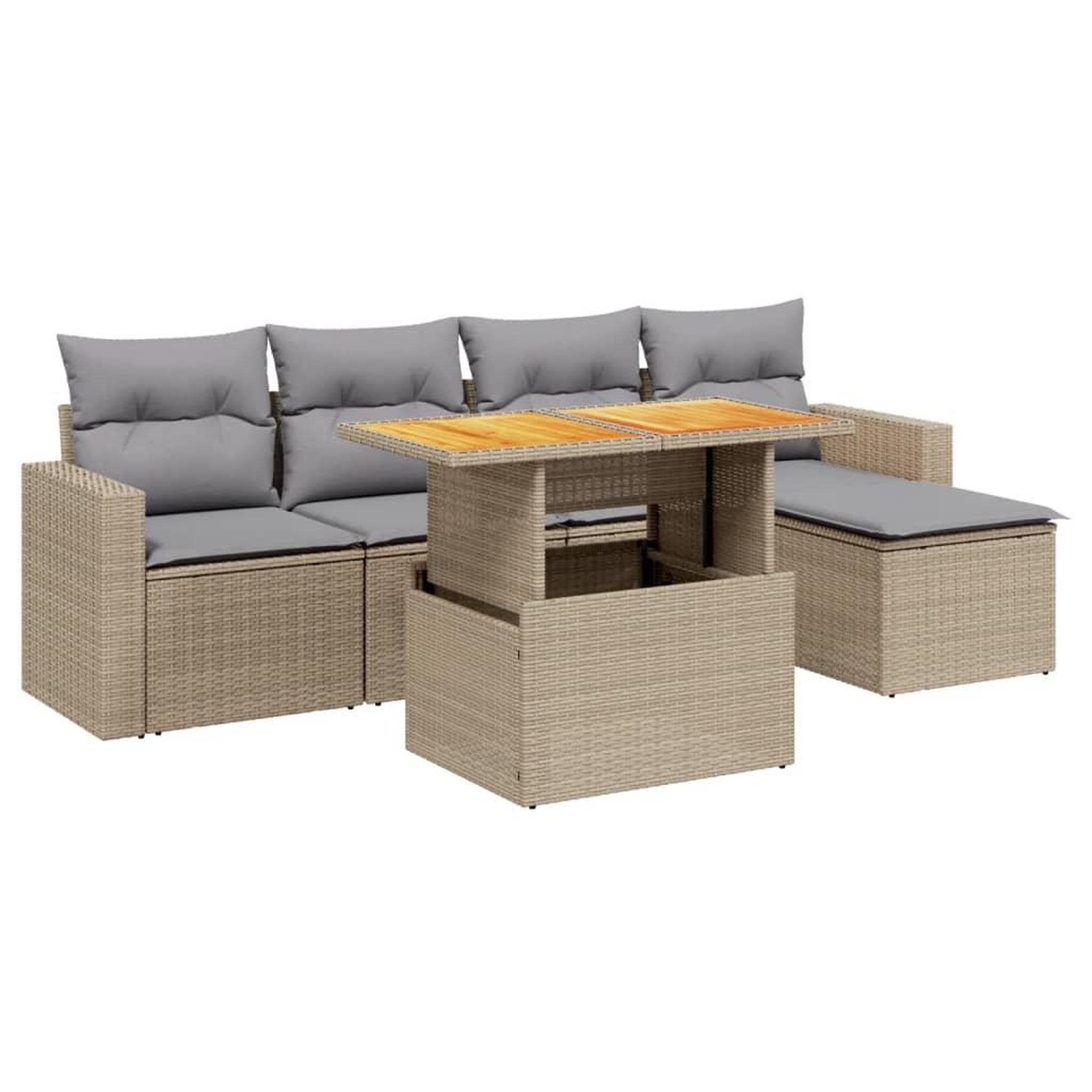 Voir la diapositive 2 : VIDAXL Salon de jardin avec coussins 6 pcs beige resine tressee