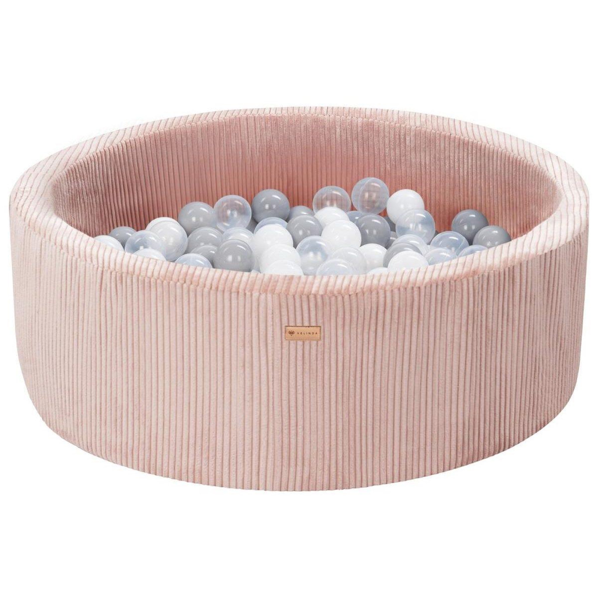 VELINDA Piscine à balles en velours côtelé avec 200 balles, diamètre env. 90 cm — rose clair