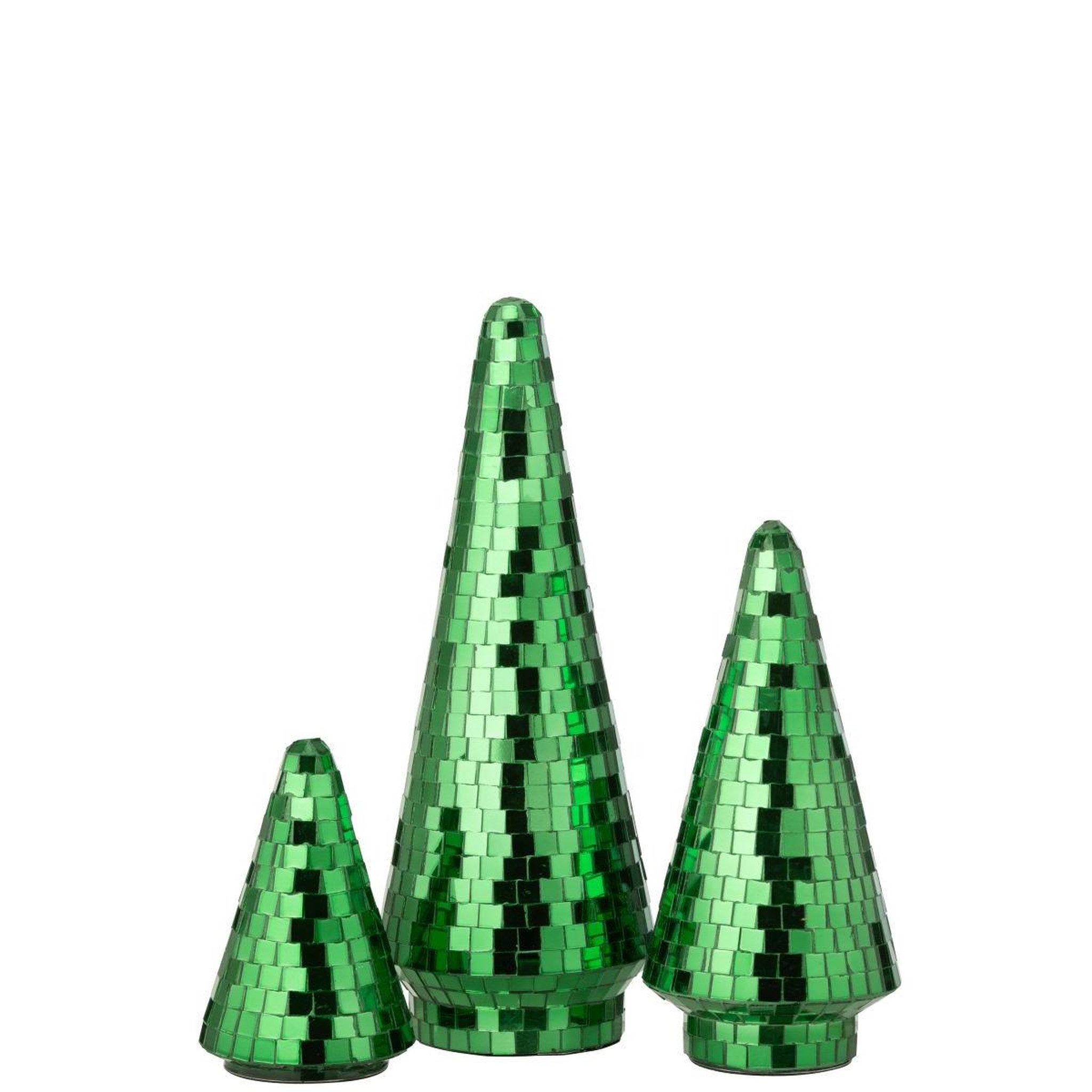 Voir la diapositive 2 : J-LINE Arbre disco en verre  miroir  33cm vert