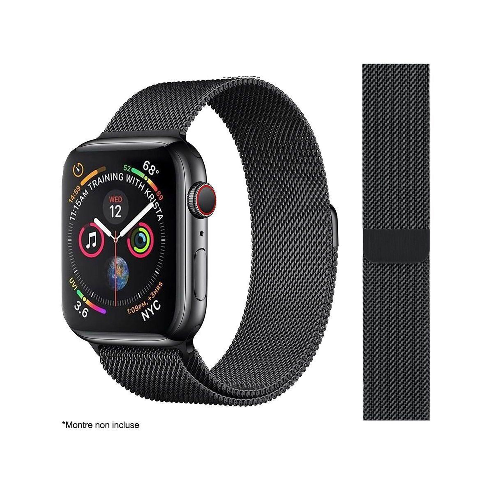 IBROZ Bracelet Apple Watch 38/40/41mm Maille noir