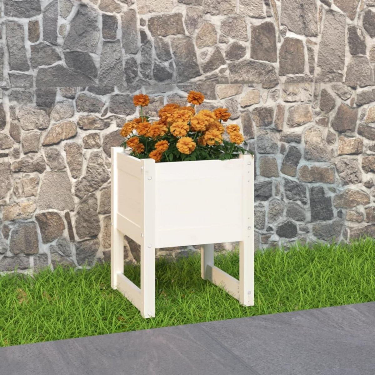 VIDAXL Jardiniere Blanc 40x40x52,5 cm Bois massif de pin