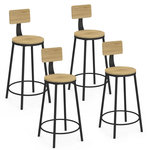 ID MARKET Lot de 4 tabourets de bar DETROIT assise ronde avec dossier design industriel