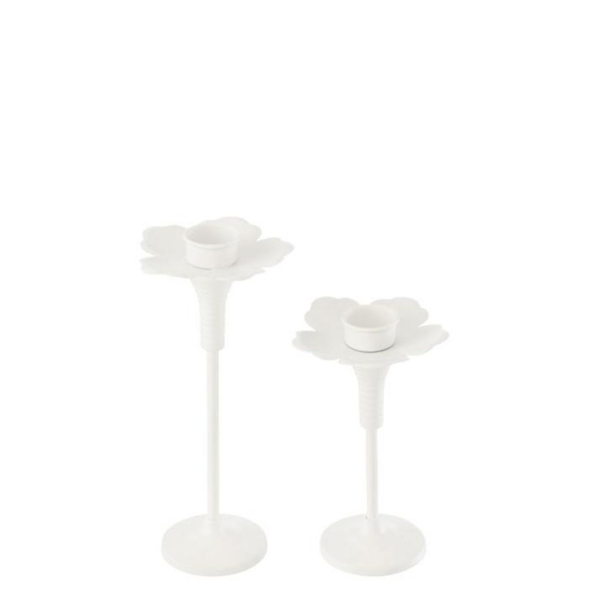 Paris Prix Lot de 2 Bougeoirs Fleurs en Métal  Oldies  29cm Blanc