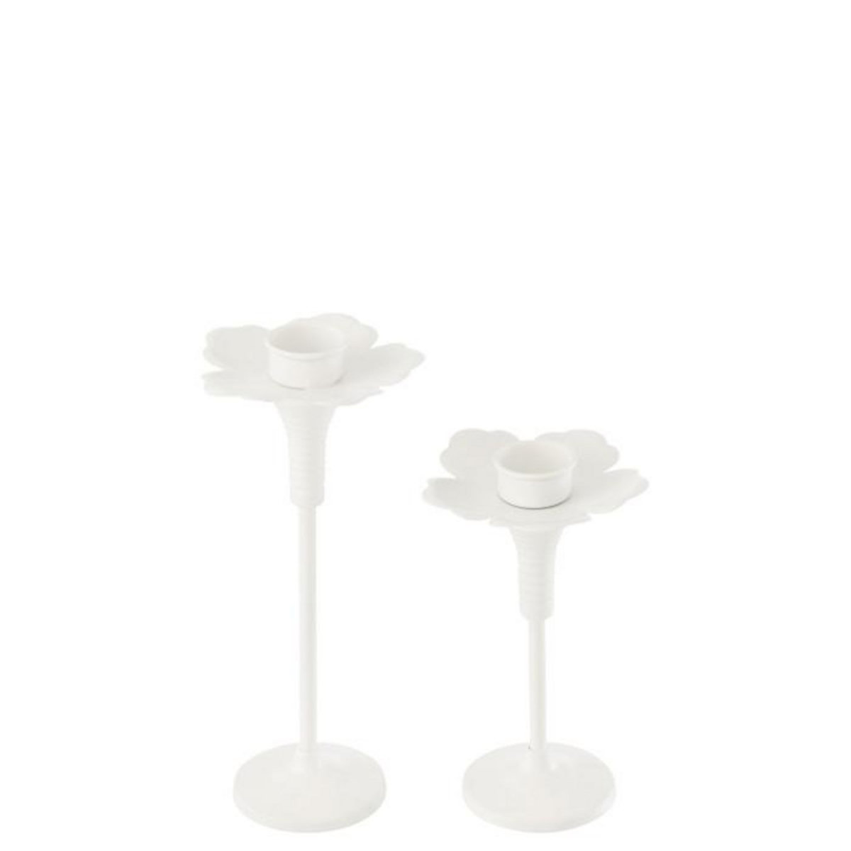 Paris Prix Lot de 2 Bougeoirs Fleurs en Métal  Oldies  29cm Blanc