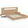 Voir la diapositive 6 : ID MARKET Lit double SANTA avec tête de lit + tables de chevet intégrées et sommier 140 x 190 cm bois et blanc