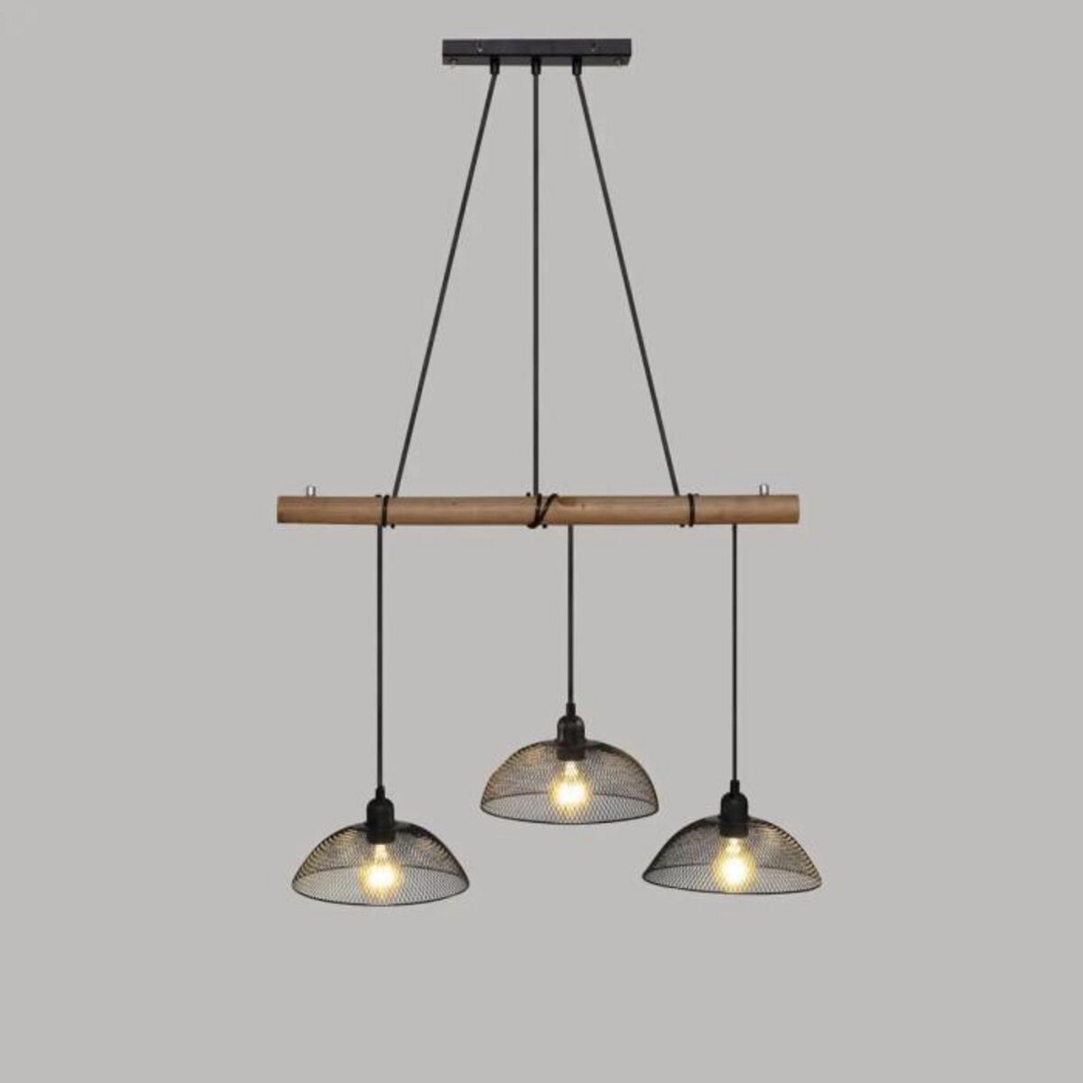 ATMOSPHERA Lampe Suspension 3 Têtes  Timmy  150cm Noir