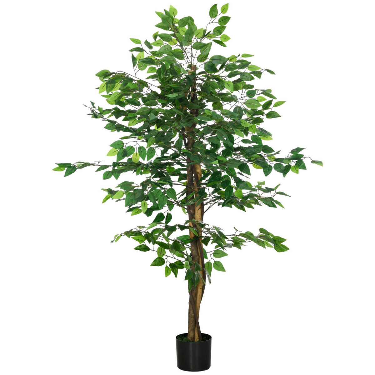 HOMCOM Arbre artificiel plante artificiel ficus hauteur 1,5 m tronc branches liane lichen feuilles grand réalisme pot inclus