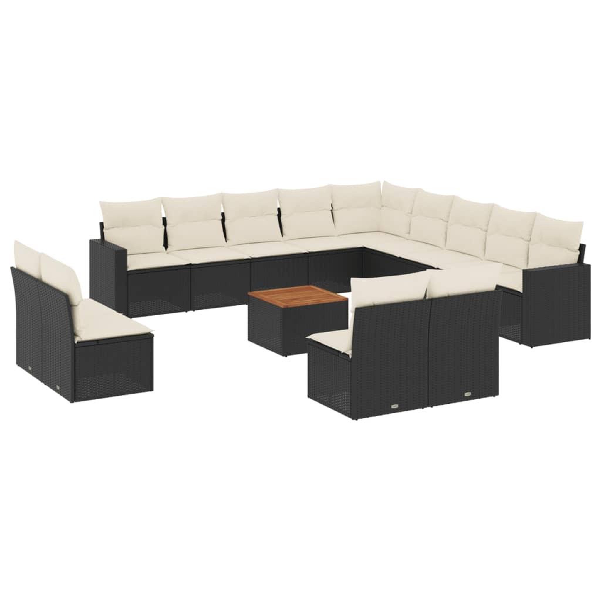 Voir la diapositive 2 : VIDAXL Salon de jardin avec coussins 14 pcs noir resine tressee