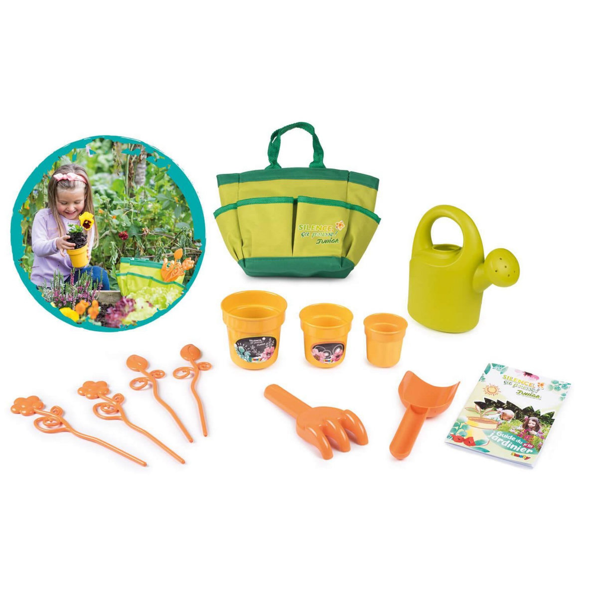 SMOBY Smoby - Silence ca Pousse - Sac de Jardinage en Tissu - Accessoires de Jardin + Livret Explicatif Inclus - Des 5 Ans - 870303