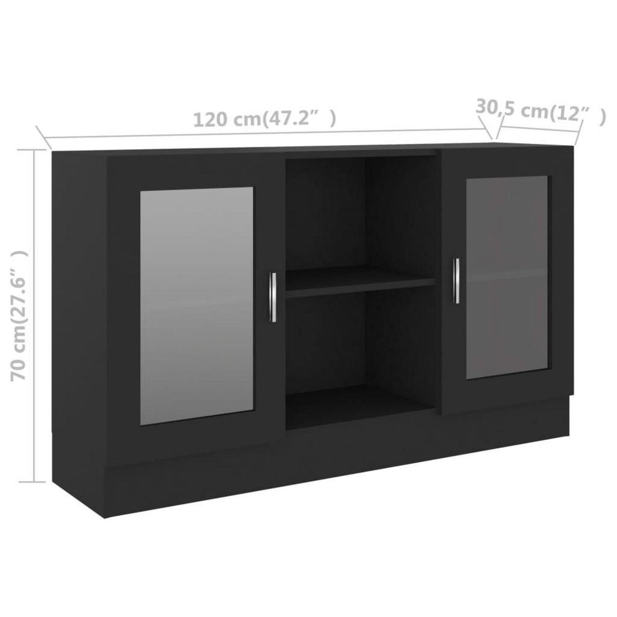 VIDAXL Armoire a vitrine Noir 120x30,5x70 cm Bois d'ingenierie
