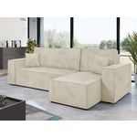 BEST MOBILIER Cezanne - canapé d'angle réversible - 4 places - convertible avec coffre - en velours côtelé. Coloris disponibles : Beige, Vert, Bleu, Gris, Rose