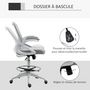 Voir la diapositive 6 : HOMCOM Fauteuil de bureau chaise de bureau assise haute réglable dim. 64L x 60l x 106-126H cm pivotant 360° maille respirante gris