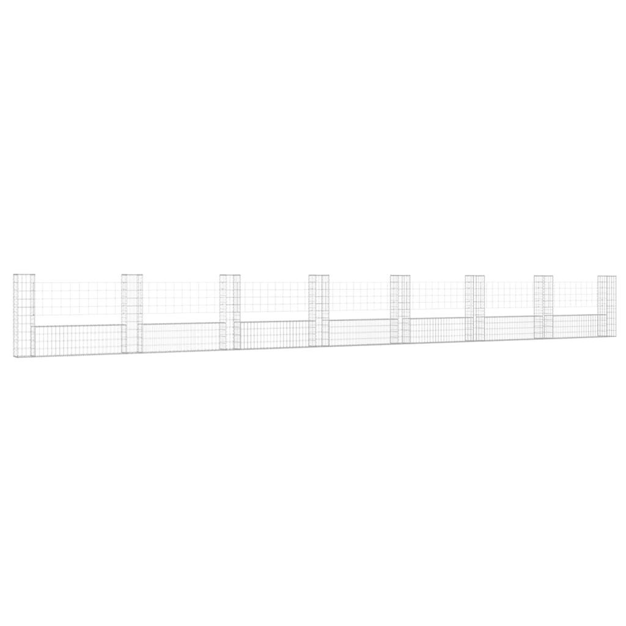 Voir la diapositive 2 : VIDAXL Panier de gabion en forme de U avec 8 poteaux Fer 860x20x100 cm