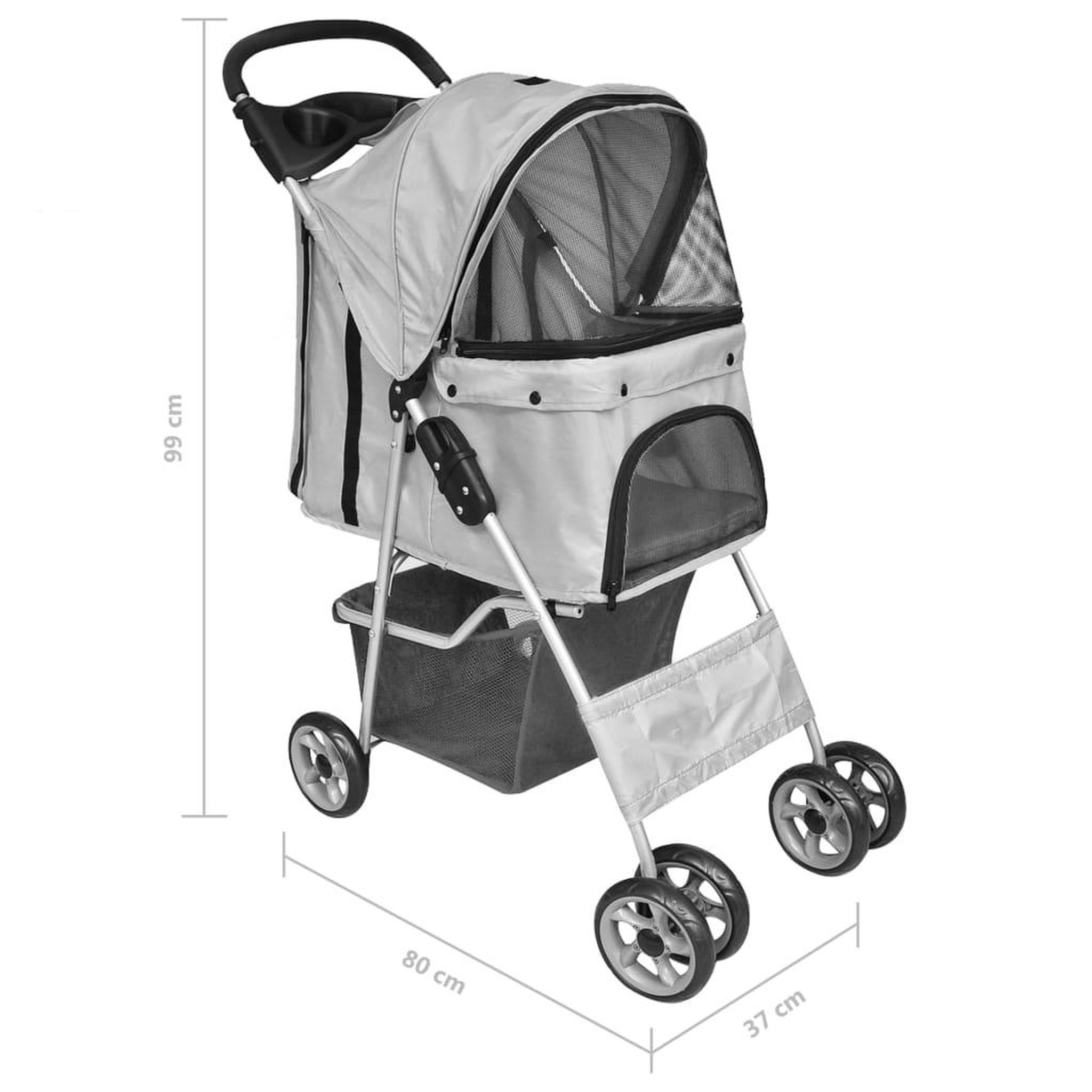 Voir la diapositive 5 : VIDAXL Poussette pliable pour chiens/chats Gris