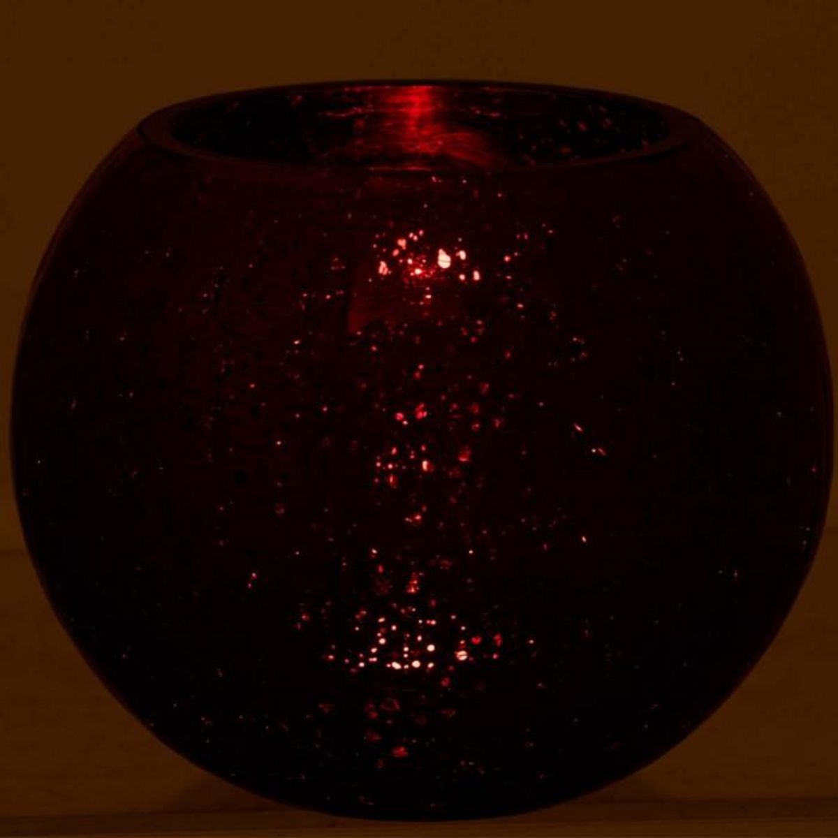 Paris Prix Photophore en Verre  Boule Craquelée  20cm Rouge