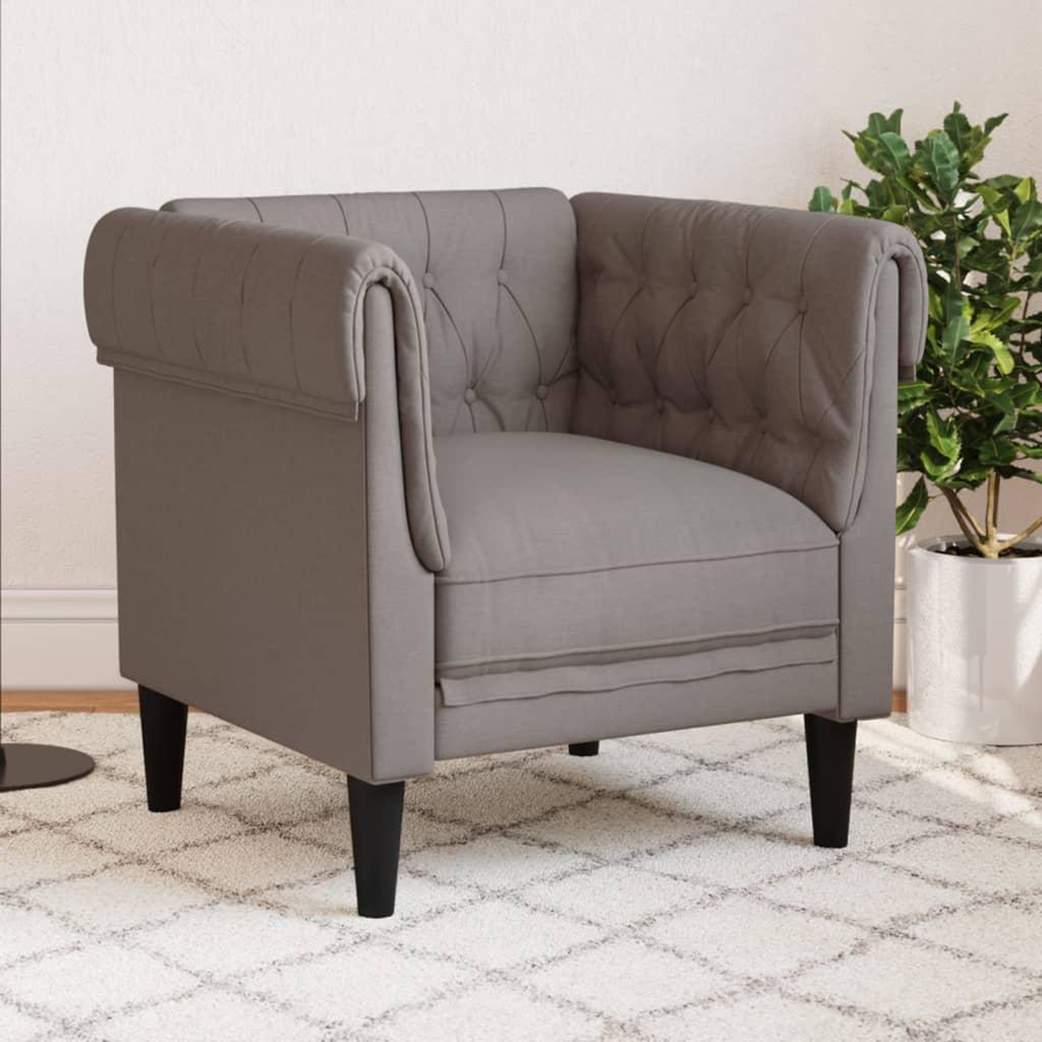VIDAXL Fauteuil Chesterfield taupe tissu
