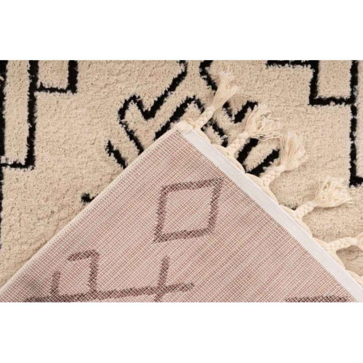 Paris Prix Tapis Tissé Ethnique avec Franges  Lovis V  Blanc